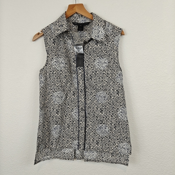 Marc By Marc Jacobs NWT Ink Multi Color Sleeveless Button Up Silk Blend Top S - Picture 1 of 12
